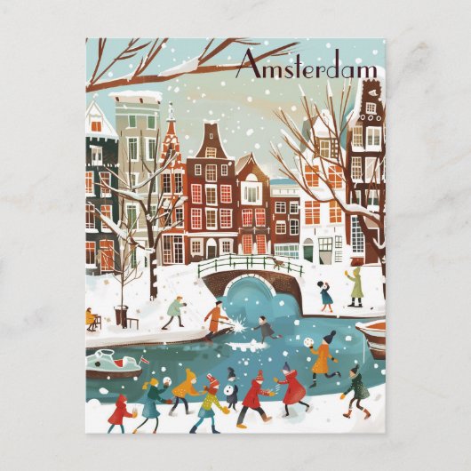 Reizen naar Amsterdam in de winter Briefkaart (Voorkant)
