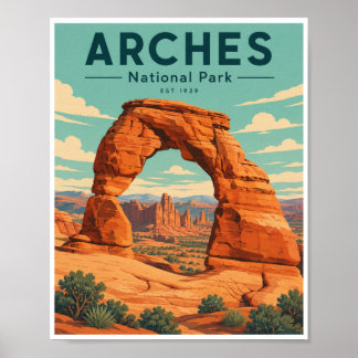 Reizen naar Arches National Park in vintage stijl Poster