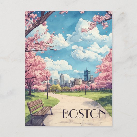 Reizen naar Boston Massachusetts Briefkaart (Voorkant)