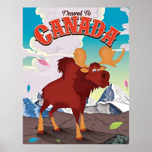 Reizen naar Canada vintage cartoonposter Poster (Voorkant)