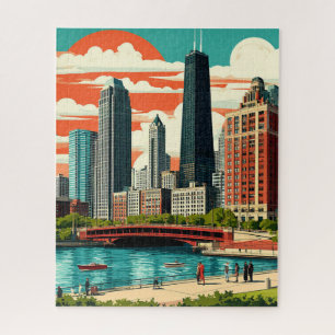 Reizen naar Chicago Skyline en Lake Michigan Legpuzzel