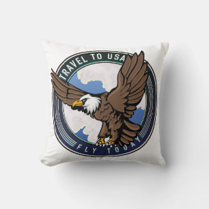 Reizen naar de VS Vlieg vandaag logo Kussen