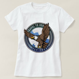 Reizen naar de VS Vlieg vandaag logo T-shirt