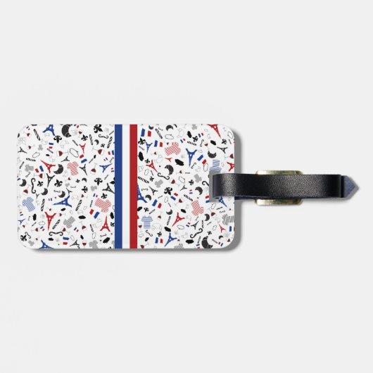 Reizen naar Frankrijk, franse pictogrammen met vla Bagagelabel (Achterkant horizontaal)