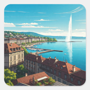 Reizen naar Genève Zwitserland Vierkante Sticker