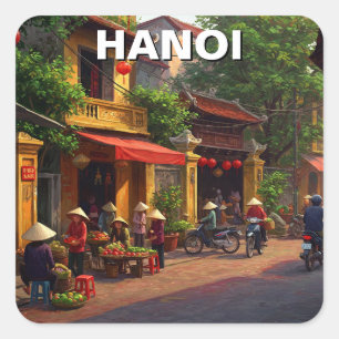 Reizen naar Hanoi Vietnam Vierkante Sticker