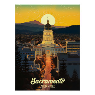 Reizen naar het California State Capitol Sacrament Perfect Poster