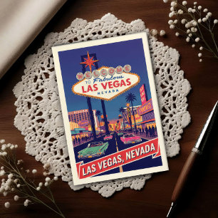 Reizen naar het Las Vegas van de jaren 60 Briefkaart