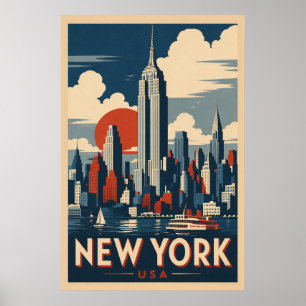Reizen naar het oude New York City Poster