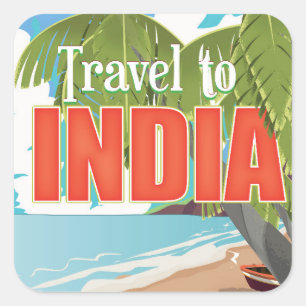 Reizen naar India-reisposter Vierkante Sticker