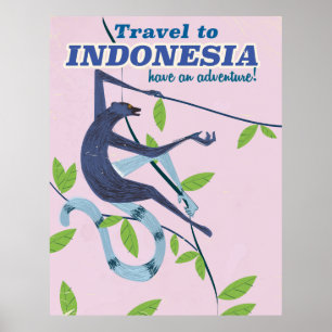 Reizen naar Indonesische apenvakantie vintage post Poster