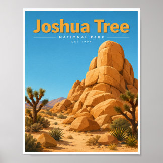 Reizen naar Joshua Tree National Park in vintage s Poster