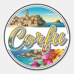 Reizen naar Korfoe Griekenland Ronde Sticker
