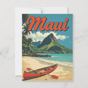 Reizen naar Maui Hawaii in vintage stijl Briefkaart