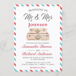 Reizen naar Mr en Mrs Travel Bestemming Bruiloft Kaart