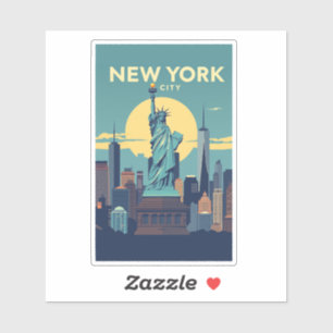 Reizen naar New York City Statue of Liberty Vintag Sticker