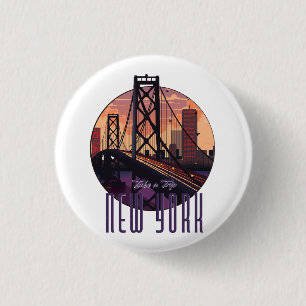 Reizen naar New York Ronde Button 3,2 Cm