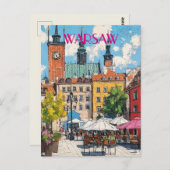 Reizen naar Warschau Polen Briefkaart (Voorkant / Achterkant)
