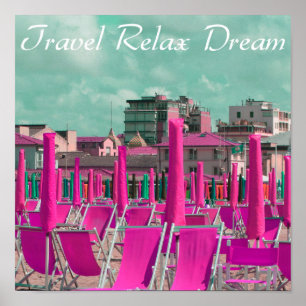 Reizen Ontspannen Dromen Strandstoelen Poster