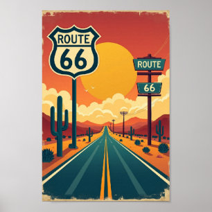 Reizen over de Amerikaanse snelweg in vroegere tij Poster