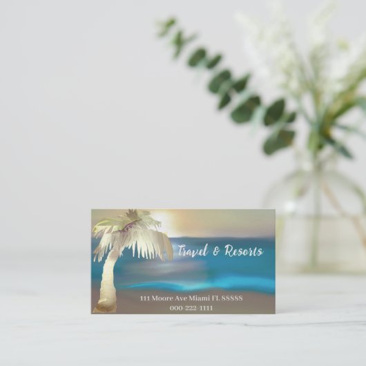 Reizen Palmboom Licht Gouden Visitekaartjes (Staand voorkant)