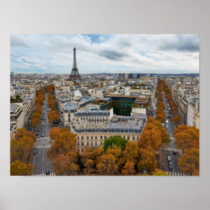 Reizen Parijs Frankrijk Eiffeltoren Gouden Herfst Poster