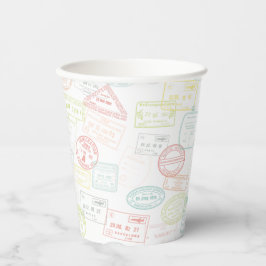 Reizen Paspoort Stamp Up & Away Patroon Paper Cup Papieren Bekers