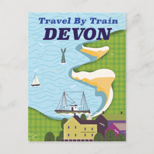 Reizen per trein Devon Briefkaart
