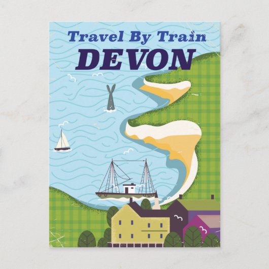 Reizen per trein Devon Briefkaart (Voorkant)