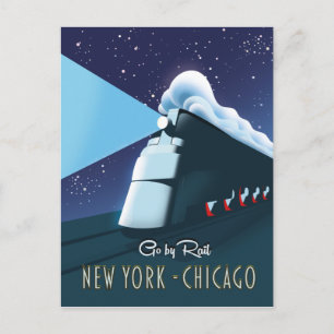 "Reizen per trein" New York - Chicago Briefkaart