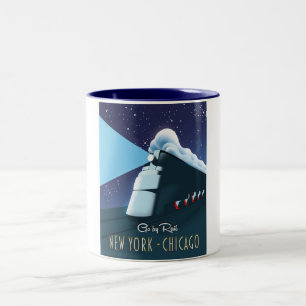 "Reizen per trein" New York - Chicago Tweekleurige Koffiemok