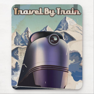 Reizen per trein Sci-Fi vintage kunst Muismat