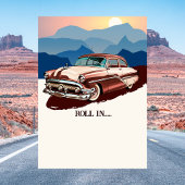 Reizen Retro Klassieke Auto Thema 60e Verjaardag Kaart