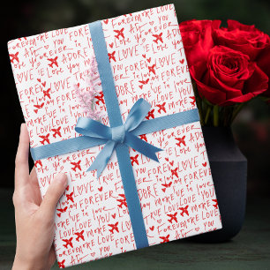 Reizen Romantische Liefde Jij Rode Vliegtuig Maatw Cadeaupapier
