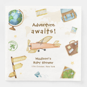 Reizen Rond De Wereld Vliegtuig Baby Shower Servet