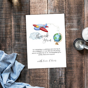 Reizen Rond De Wereldkaart Vliegtuig Baby Shower Bedankkaart