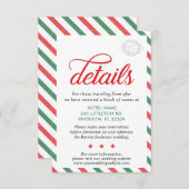 Reizen Rood Groen Kerstbruiloft Details Informatiekaartje (Voorkant / Achterkant)