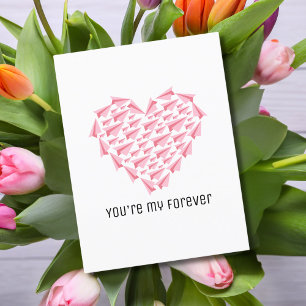 Reizen Roze Papieren Vliegtuig Hart Jij Bent Mijn Feestdagenkaart