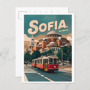 Reizen Sofia, Bulgarije  geschenken stadstram Briefkaart