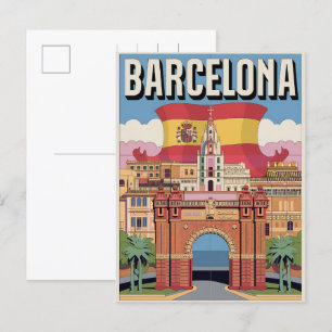 Reizen spanje vintage barcelona Arc de Triomf gesc Briefkaart