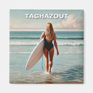 Reizen Surfen in Taghazout Surfer Meisje Magneet