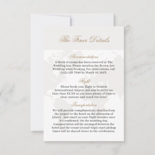 Reizen Trouwdetails Kaart met kleding en tijdlijn (Voorkant)