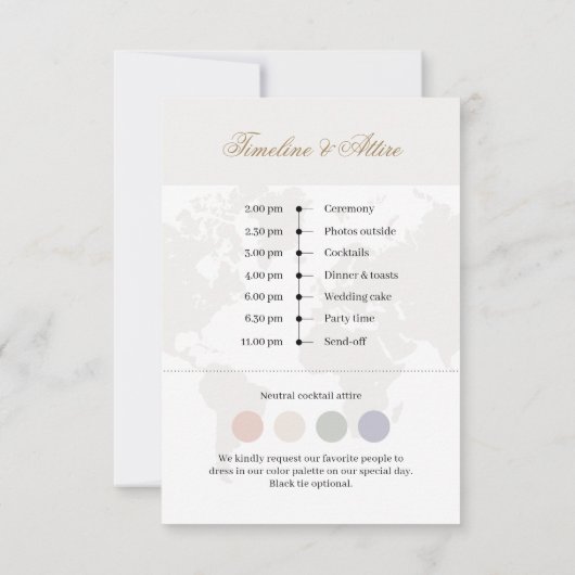 Reizen Trouwdetails Kaart met kleding en tijdlijn (Achterkant)