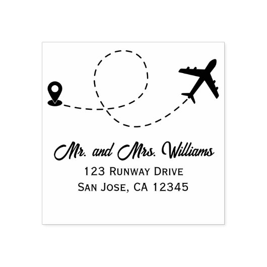 Reizen Trouwen Twee Vliegtuigen Maak Hart Modern Rubberstempel (Afrduk)