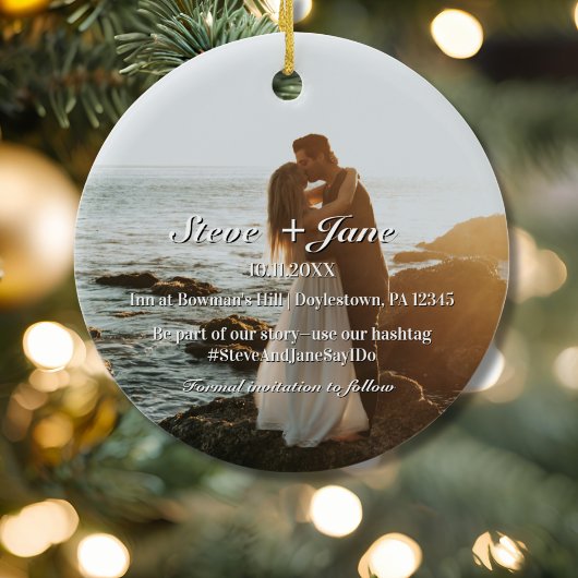 Reizen Trouwvliegtuig Hart Save The Date XMAS Keramisch Ornament