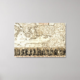Reizen van de Apostle PaulPanoramic Map Canvas Afdruk