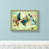 Reizen van de kattenfamilie, Louis Wain Canvas Afdruk (Insitu (Houten vloer))