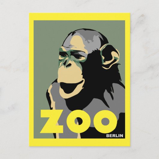 Reizen van de monkey van de Retro Zoo Berlin adver Briefkaart (Voorkant)