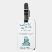 Reizen van Miss naar Mrs Blue Luggage Bridal Bagagelabel (Voorkant verticaal)