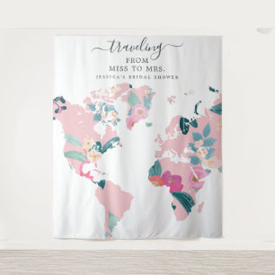 Reizen van Miss naar Mrs Bridal achtergrond Wandkleed